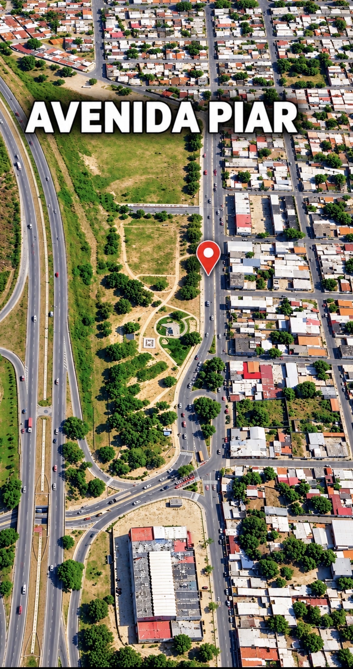 Vista aérea de la Avenida Piar en Guacara